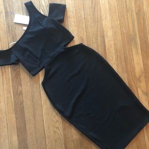 Lovely Day Midi Cut Out Black Off Shoulder Dress Size Medium